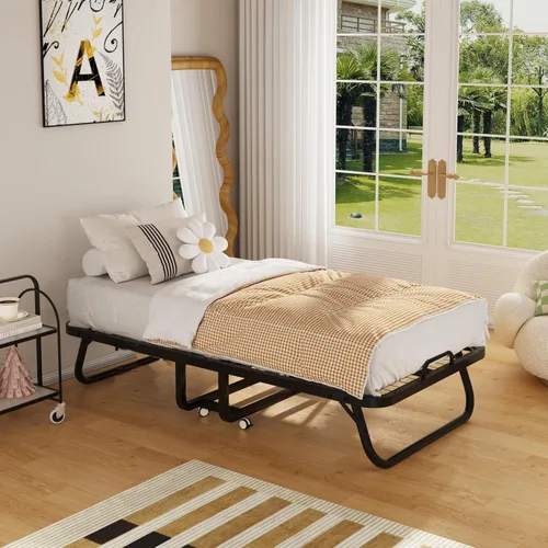 Miniatura 7 de Cama plegable con colchón - Cama portátil plegable enrollable para adultos para invitados, colchón de espuma viscoelástica lujosa de 5 pulgadas