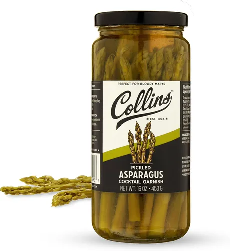 Collins Espárragos gourmet en escabeche | Guarnición premium para cócteles, Bloody Mary, ensaladas, bandejas de carne y queso | Lanzas de espárragos