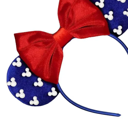 Miniatura 7 de Diadema de Orejas de Ratón de Terciopelo con Cuentas, Diadema de Lazo Negro para el Cabello con Perlas, Accesorio de Cabeza de Decoración de Fiesta