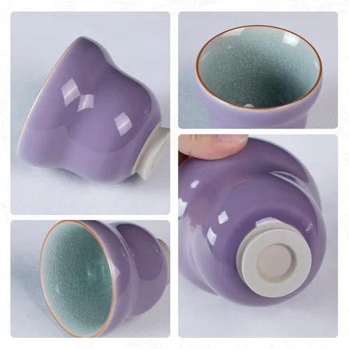 Miniatura 4 de Juego de 2 tazas de té pequeñas de porcelana de 4.2 onzas, juego de tazas de té japonesas moradas, tazas de té de cerámica para el hogar, fiesta