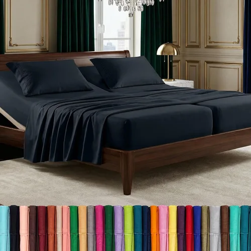 Elegant Comfort Lujoso juego de sábanas de 5 piezas de microfibra de calidad hotelera de alta calidad 1500, bordado de tres líneas, resistente a las