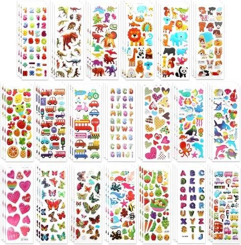 Miniatura 13 de SAVITA Adhesivos 3D para niños y niñas pequeños +500 paquete variado de calcomanías hinchadas para álbum de recortes, diario de viñetas, incluye
