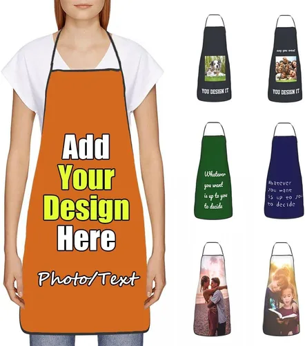 Miniatura 30 de Delantal Personalizado, Diseña Tu Propio Delantal de Cocina para Cocinar, Sube Tus Fotos Favoritas Logo, Añade Cualquier Nombre o Texto