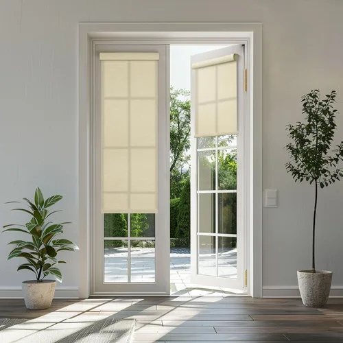 Miniatura 7 de BERISSA Persianas enrollables con filtro de luz para ventanas, sin cordón, con cenefa de cassette, persianas enrollables de lino, persianas