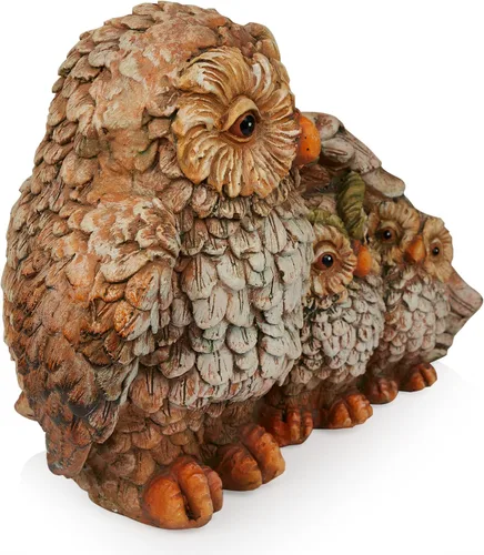 Miniatura 7 de Alpine Corporation QFC366HH - Estatua de jardín de búho para interiores y exteriores, estatua de la familia de búho amoroso, 11 pulgadas de alto