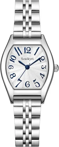 Miniatura 13 de Reloj Szaikyri en Forma de Barril para Mujeres con Números Árabes Fáciles de Leer, Reloj de Vestir para Damas