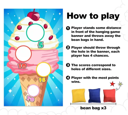 Miniatura 4 de Cartel de juegos de lanzamiento de helados, telón de fondo, suministros temáticos de postres congelados, decoración de bandera para interiores