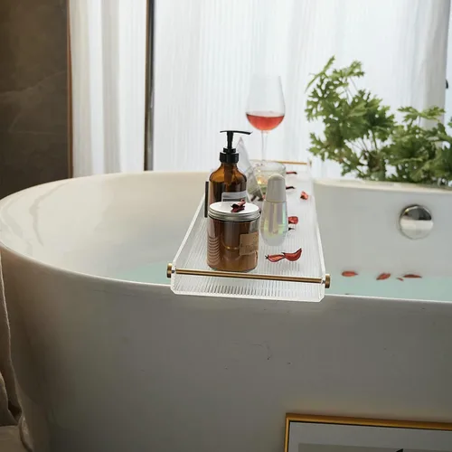 Miniatura 6 de NEWRAIN - Bandeja de bañera acrílica, mesa de baño de lujo, regalos únicos de inauguración de la casa, regalo de aniversario y boda para parejas