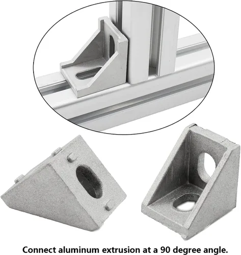 Miniatura 5 de Paquete de 10 soportes de esquina de perfil de aluminio, cierre de junta de ángulo recto en forma de L, conector para perfil de extrusión
