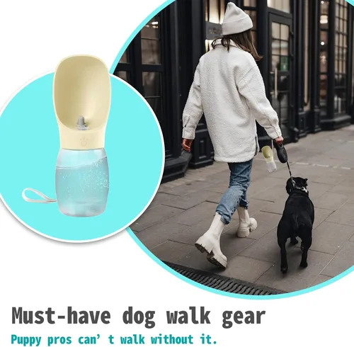 Miniatura 7 de Kalimdor Botella de agua para perros, dispensador de agua portátil de 12 onzas a prueba de fugas para cachorros con alimentador para mascotas