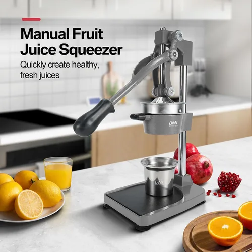 Miniatura 2 de Máquina Exprimidora Manual de Frutas Cítricas de Hierro Fundido Comercial de Servicio Pesado de 18 Pulgadas de Altura con Prensa de Mano para Gris