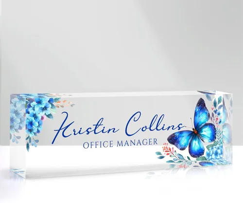Miniatura 37 de Placa de nombre personalizada para escritorio, placa de nombre personalizada en cristal acrílico transparente, regalos de agradecimiento para Tinta