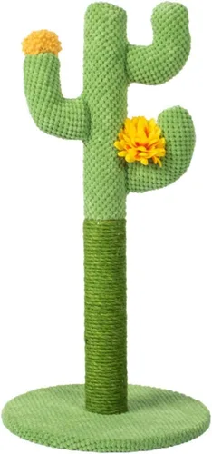Poste rascador para gatos estilo cactus mexicano, rascador de cactus de 23 pulgadas de alto con cuerda de sisal natural, poste rascador vertical