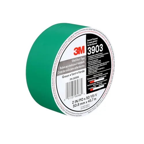 Miniatura 11 de 3M Cinta adhesiva de vinilo 3903, color negro, 2 in x 50 yardas, 7.3 mil, envuelta individualmente convenientemente empaquetada