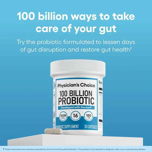Miniatura 2 de Physician's CHOICE 100 mil millones de probióticos avanzados, 16 cepas + prebióticos orgánicos, salud digestiva e intestinal, apoya el estreñimiento