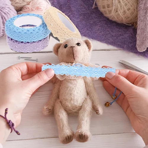 Miniatura 9 de Ciieeo 3 rollos de cinta de encaje de tela, cinta de manualidades, pegatinas caseras Washi s Scrapbooking Artesanía decorativa Enmascarar encaje s