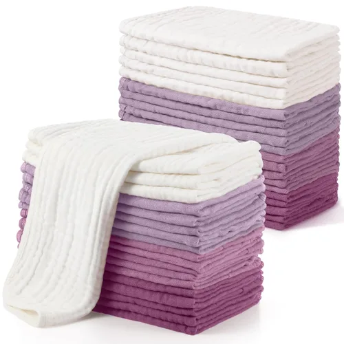 Miniatura 9 de Buryeah Gasas de muselina, 20 piezas, grandes de 20 x 10 pulgadas, 100% algodón, 6 capas ultraabsorbentes y suaves, toallitas de mano para babeo
