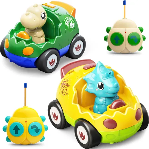 Miniatura 9 de Kidz do Paquete de 2 Coches de Control Remoto de Dinosaurio Rosa, Regalos de Navidad y Cumpleaños para Niñas de 2 3 4 5 Años, Coche RC de Dinosaurio