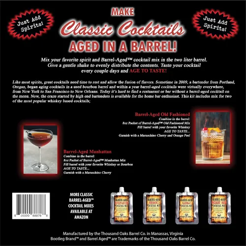 Miniatura 6 de Kit de envejecimiento de cóctel de barril de whisky de 2 litros, mini barriles de bourbon de 2 litros completos con barril de pizarra frontal