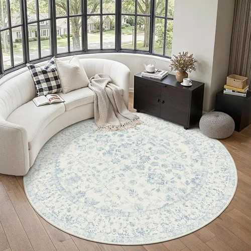 Miniatura 11 de PureCozy Alfombra de área beige de 2 x 3 pulgadas, lavable, vintage, pequeña, para entrada, cocina, suave, retro, floral, de pelo bajo, tapete