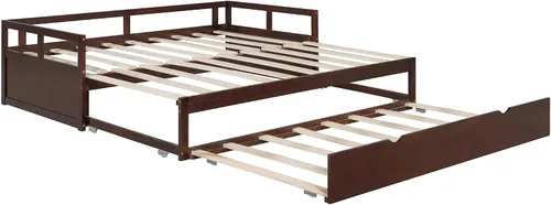 Miniatura 6 de Flieks Sofá cama espresso con cama nido, diseño individual a King, cama extensible de 78.2 pulgadas de largo x 79 pulgadas de ancho, no necesita