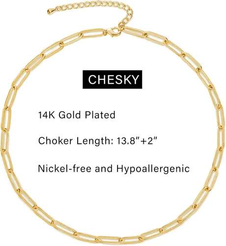 Miniatura 7 de CHESKY - Gargantilla de oro para mujer, chapado en plataoro de 14 quilates, gargantilla de cuentas satélite, delgada, de moda, collares de clip