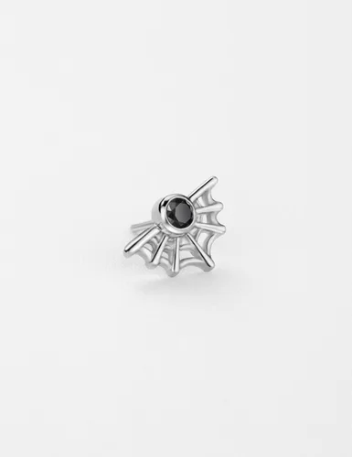 Miniatura 2 de Aretes de labret de telaraña con circonita sin rosca, aretes de pasador de acero quirúrgico 316L, joyería de Halloween de 0.71 oz a 0.56 oz