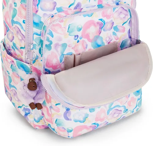 Miniatura 8 de Kipling Seoul - Mochila grande metálica para portátil de 15 pulgadas, Agua (Aqua Flowers)