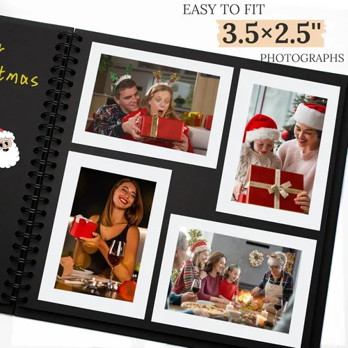 Miniatura 4 de Álbum de recortes de 7 x 7 pulgadas, álbum de recortes DIY de tapa dura de papel kraft, álbumes de fotos, 40 páginas, perfecto para fotos de 4 x 6