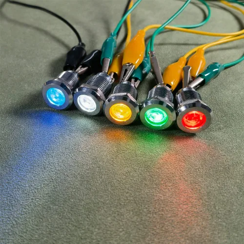 Miniatura 3 de Gebildet 5 unids 0.472 in AC/DC 12-24V Acero inoxidable impermeable LED Indicador Luz Metal Shell piloto personalizado Dash señal lámpara cabeza