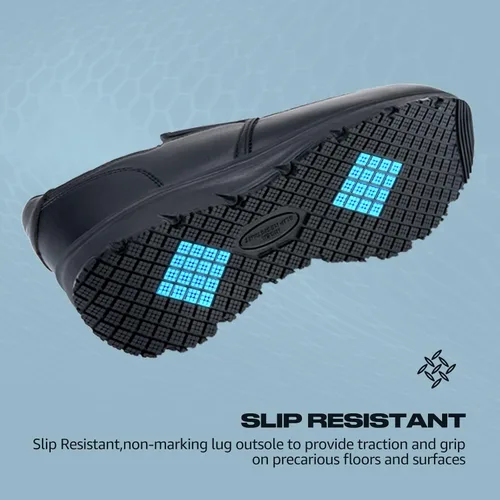 Miniatura 4 de HISEA Zapatos antideslizantes de servicio de alimentos para hombre zapatos de trabajo antideslizantes para cocina restaurante zapatos sin cordones