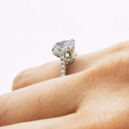 Miniatura 5 de Bo.Dream Anillo de compromiso de circonita cúbica de corte ovalado de 1,5 ct2 quilates, plata esterlina chapada en rodio