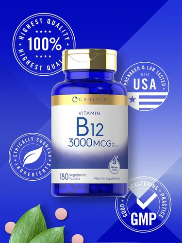 Miniatura 5 de Carlyle Vitamina B12 3000 mcg 180 tabletas Suplemento vegetariano Sin OMG y sin gluten