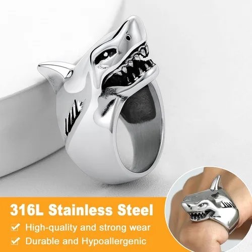 Miniatura 3 de U7 Anillo de pulgar para motociclista, tamaño 7-14, anillos de animales punk personalizados de acero inoxidable para hombres y mujeres, anillos