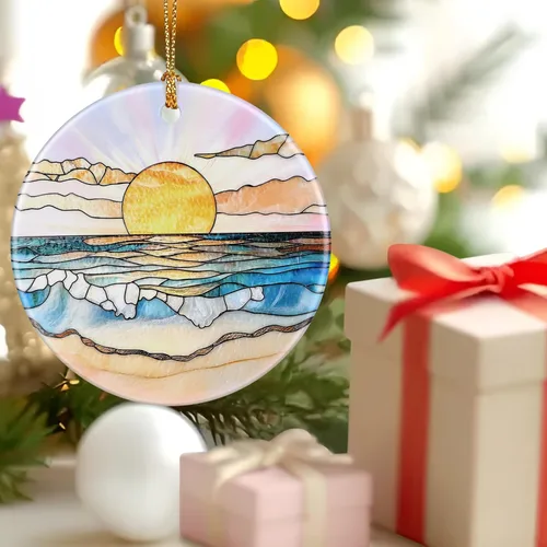 Miniatura 6 de Adorno de puesta de sol de playa, adorno de Navidad, decoración de árbol de Navidad, decoración de vacaciones, relleno de calcetines, idea de regalo