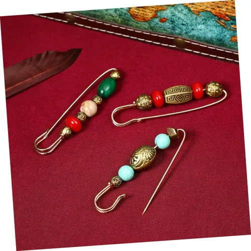Miniatura 7 de ABOOFAN Conjunto de broche de perlas, suéter, chal, cintura, pantalones, extensor, suéter de seguridad, chal, broche vintage para mujer, ropa