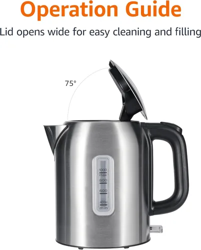 Miniatura 4 de Amazon Basics Hervidor eléctrico de 1.1 cuartos de galón, hervidor de té y caldera de agua, con apagado automático, protección contra hervir
