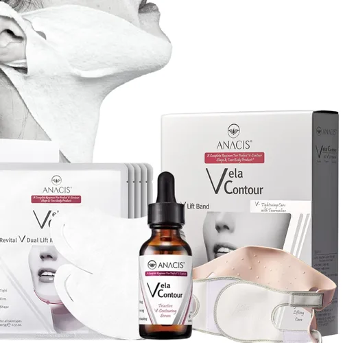 Mascarilla reafirmante para adelgazar doble barbilla flacidez línea V contorno lifting cuello apriete máscara (cinturón de máscaras de suero…)