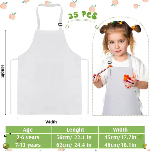 Miniatura 2 de Handepo 35 Pcs Kids Apron Artists Adjustable Chef Painting Aprons for Cooking Kitchen Grilling Painting Child Party Favors