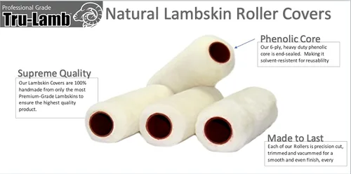 Miniatura 4 de Tru-Lamb - Rodillo de pintura profesional de piel de cordero 100% natural (9 x 3/4 pulgadas, paquete de 3)