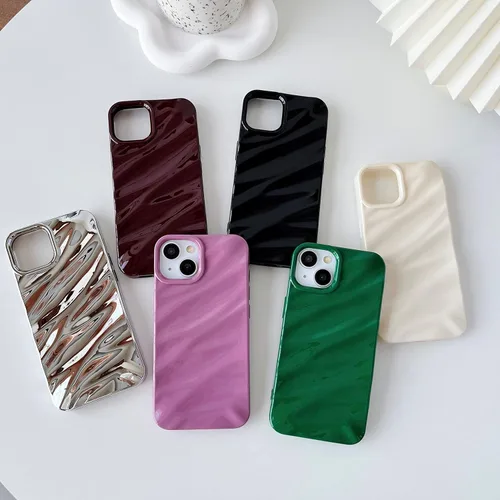 Miniatura 7 de Caseative Funda para iPhone 11, funda suave con forma de onda rizada con patrón de ondulación de agua (negro) Water Ripple Pattern Curly Wave
