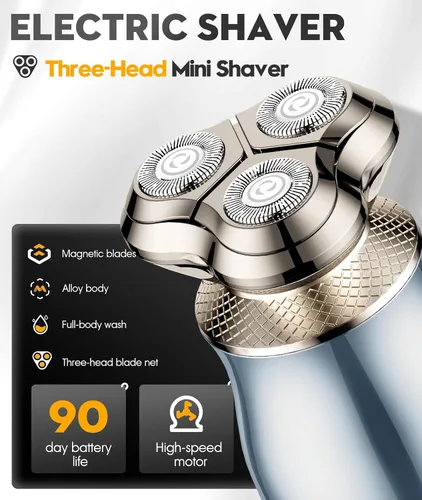 Miniatura 3 de Maquinilla de afeitar eléctrica para hombres, afeitadora flotante 3D con alta velocidad de 9000 RPM, IPX7 impermeable, duración de la batería de 60