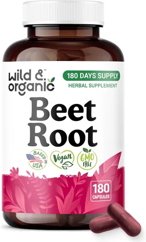 Miniatura 8 de Wild & Organic Cápsulas de raíz de remolacha de 8000 mg - Extracto de remolacha 20:1 - 120 cápsulas veganas - Extracto de pimienta negra para una