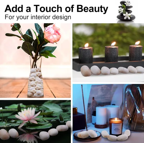 Miniatura 5 de Roca de río blanco crema de 10 libras, guijarros decorativos para plantas, rocas de río para paisajismo al aire libre, piedras pulidas de 0.3 a 0.8