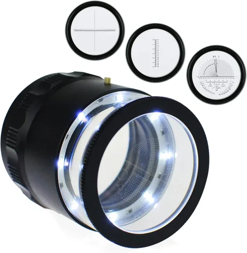 Jewelers Loupe - Lupa de aumento 10X con 8 luces LED y 4 lentes de escala de vidrio, lupa de joyería de 0.98 pulgadas (0.197 in) campo de visión