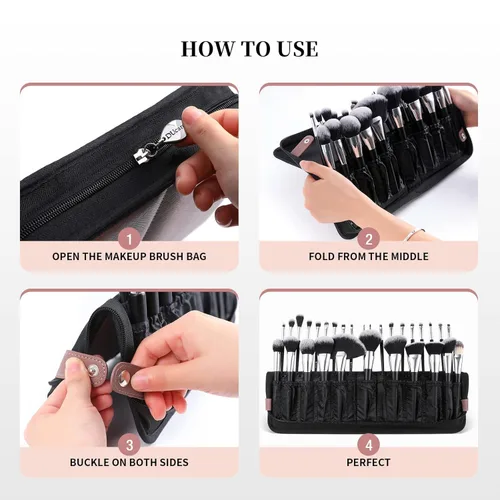 Miniatura 3 de DUcare Organizador de brochas de maquillaje, 30 piezas, fundas de viaje plegables, brochas de maquillaje, bolsa de cosméticos de pie, almacenamiento