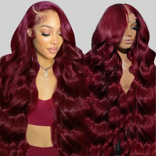 Miniatura 6 de 200% de densidad 13X6 Peluca de encaje frontal con reflejos ombre de pelo humano para mujeres, peluca de encaje frontal color naranja rojizo