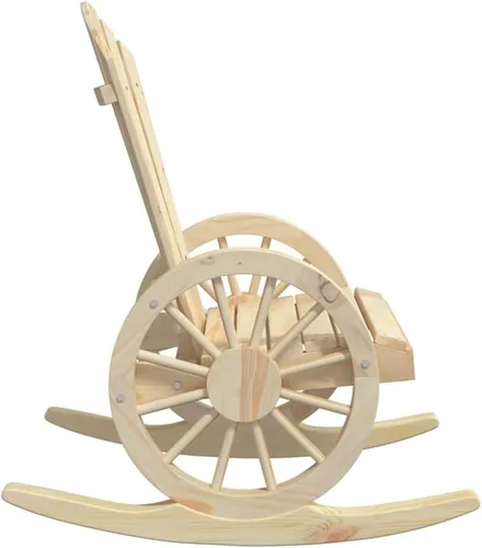 Miniatura 6 de Brown Solid Fir Wood Rocking Adirondack Chair, Ergonomic Design for Patio, Garden, and Balcony Relaxation
