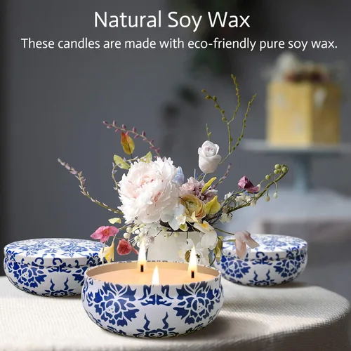 Miniatura 3 de Hausware Velas de citronela para exteriores e interiores, juego de 3 velas perfumadas grandes de 13.5 onzas, velas de citronela de cera de soja Azul
