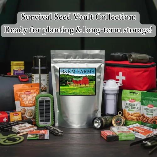 Miniatura 4 de B&KM Farms Más de 30,000 semillas de supervivencia Kit de suministro para más de 5 años. 50 semillas de frutas y verduras sin OMG para plantar un